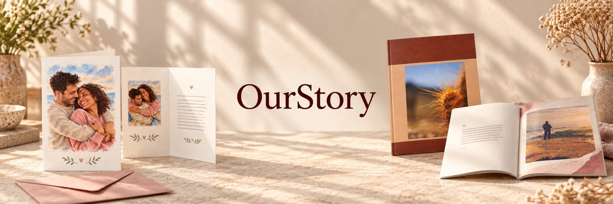OurStory personalised card and photo book